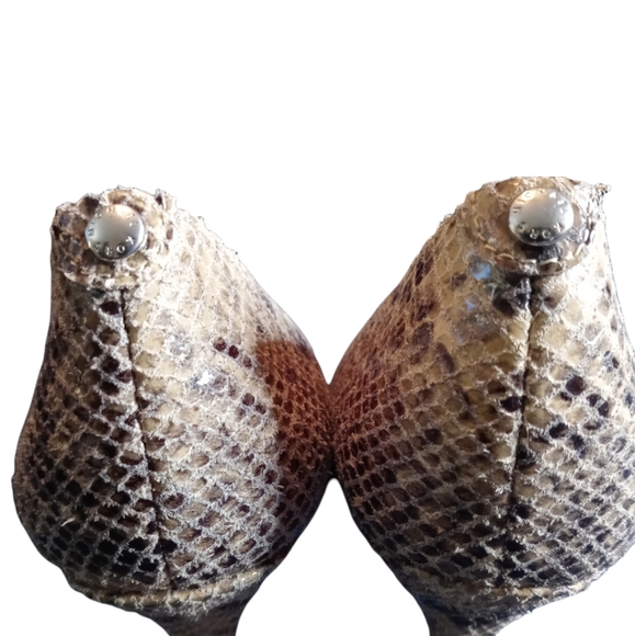 MICHAEL Michael Kors Snake Print Open Toe Heels Women's Size 9 - Picture 6 of 7